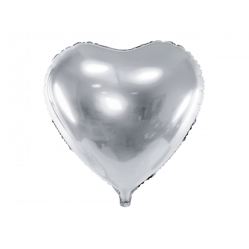 Balon Srebrny Serce / 46 cm