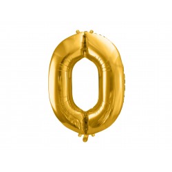 Balon Cyfra 0 złota / 90 cm