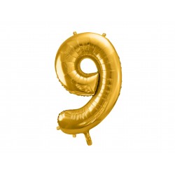 Balon Cyfra 9 złota / 90 cm